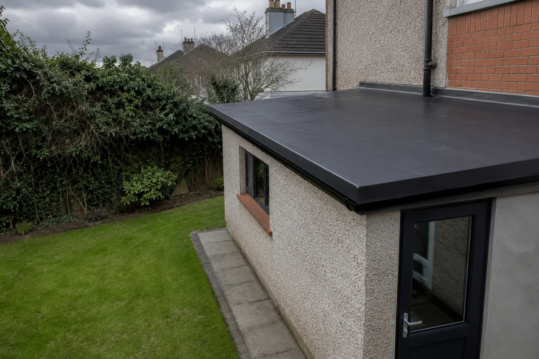 A new EPDM flat roof on a single-storey extension in Dublin