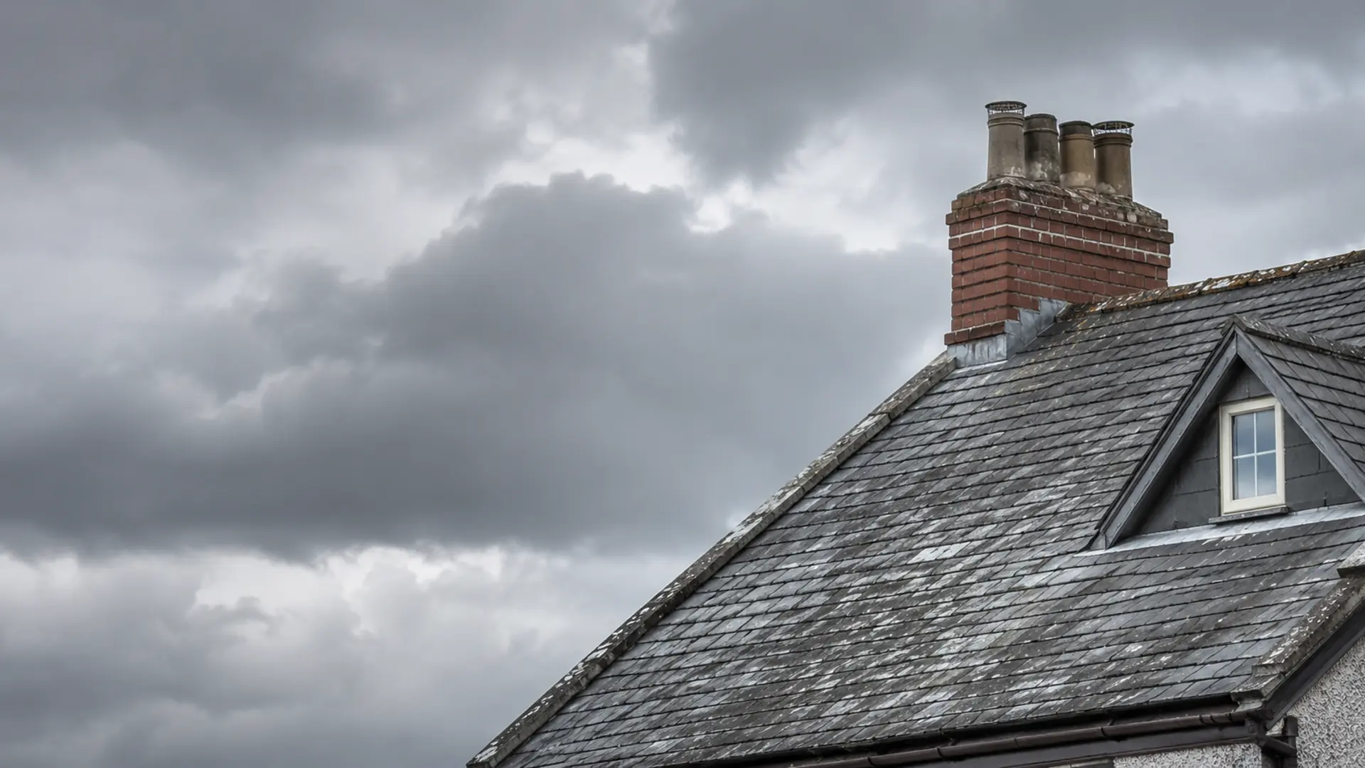 An exposed roof taking the brunt of Dublin wind and weather